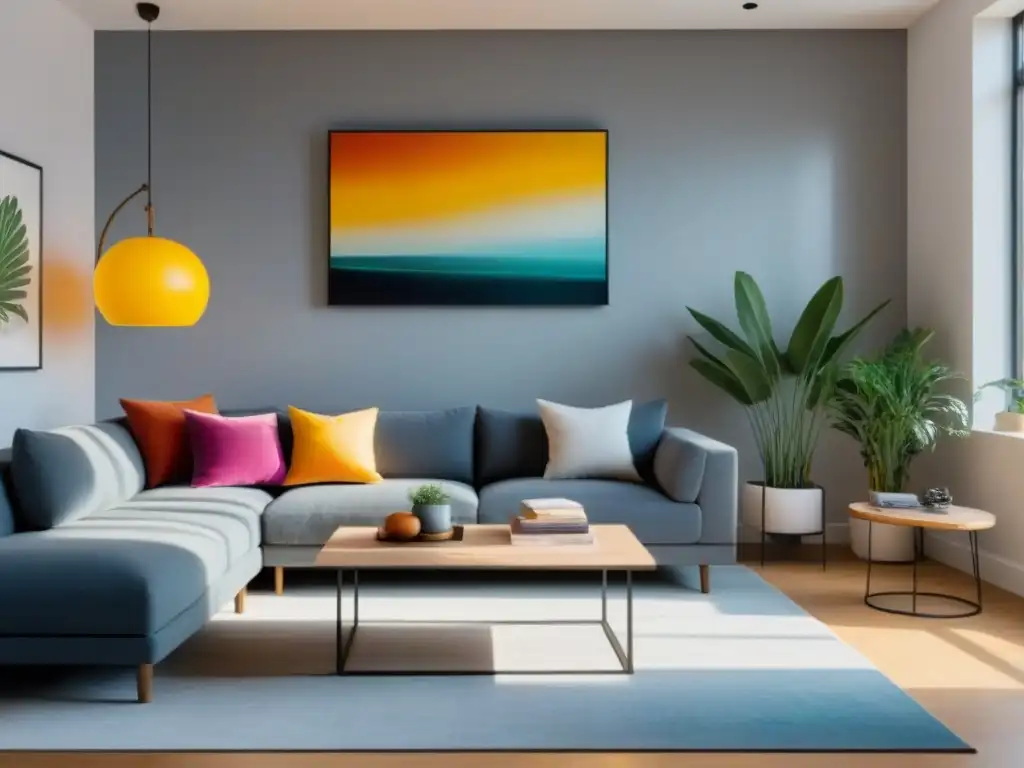 Sofisticada sala de estar en coliving con ambiente acogedor y moderno Un acogedor salón en un espacio de coliving, fomentando bienestar y salud mental con su atmósfera armoniosa y acogedora