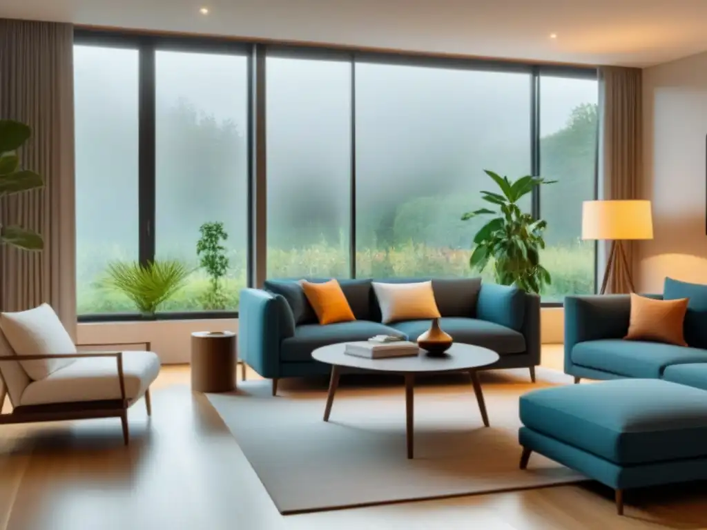 Salón moderno con diseño minimalista y documentos de seguro de hogar Acogedor salón moderno con diseño minimalista y documentos de reducción primas seguro vivienda propietarios sobre la mesa de café