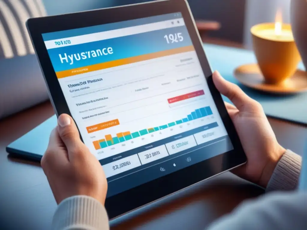 Actualización de póliza de seguro de hogar en tablet futurista Actualización de seguro de vivienda en tablet futurista, resaltando la importancia de estar al día