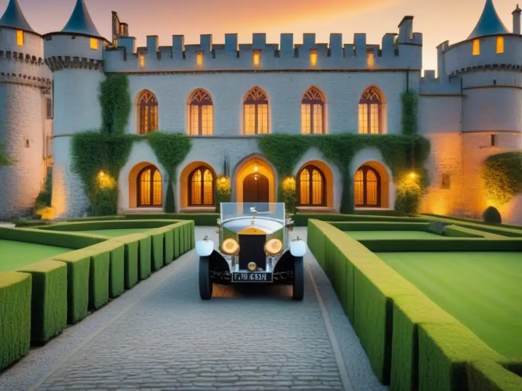 Castillo medieval convertido en hotel de lujo en 8k Adaptación espacios históricos turismo: Castillo medieval renovado a hotel de lujo, combinando arquitectura antigua con comodidades modernas