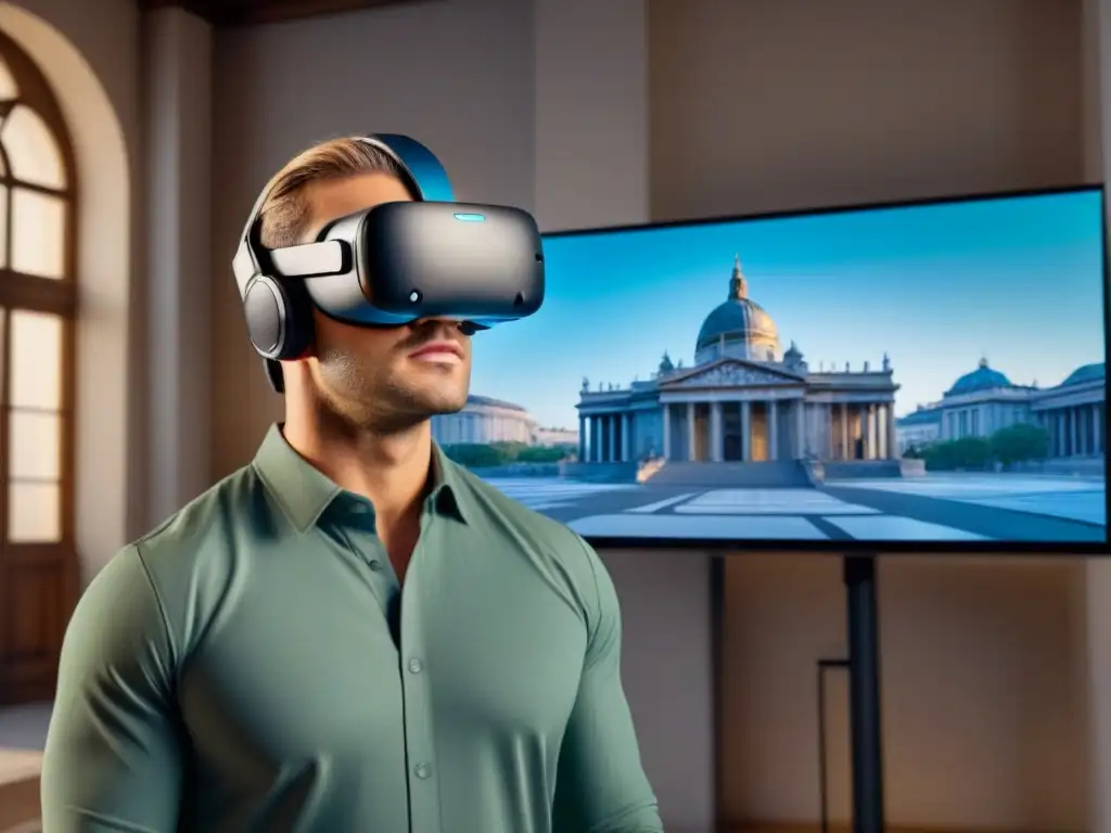 Arquitecto innovador restaura edificio histórico en VR 8K Un arquitecto utiliza herramientas virtuales para restaurar digitalmente un edificio histórico en un mercado inmobiliario