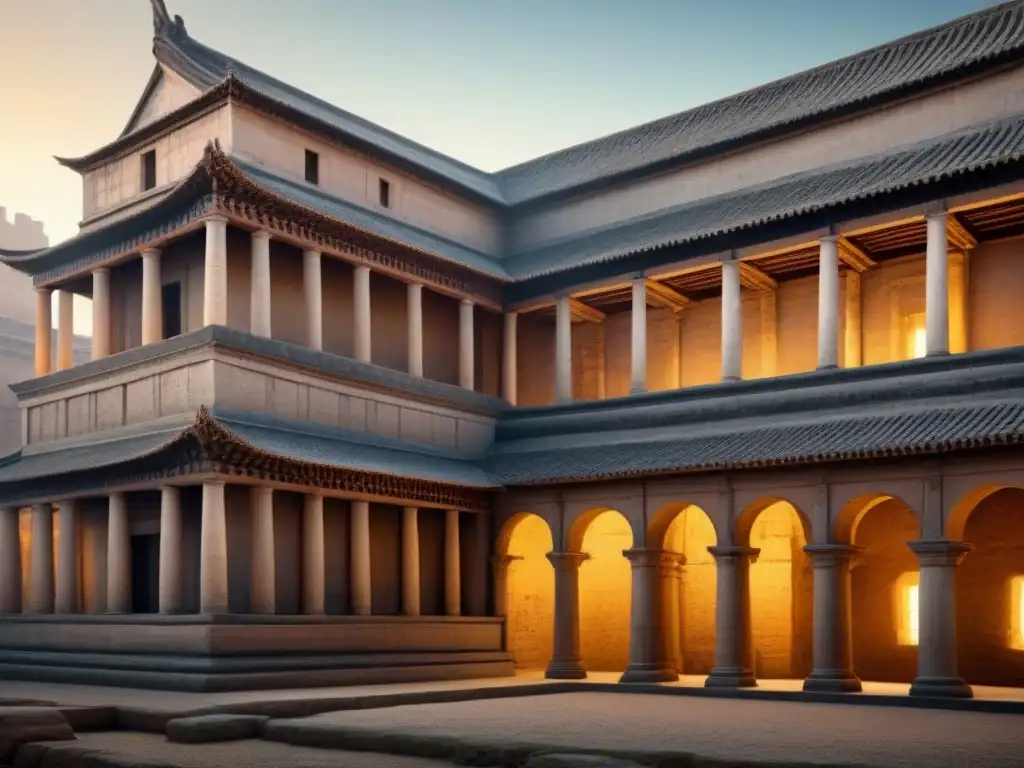Restauración arquitectónica: fusión histórica y tecnológica Ilustración arquitectónica moderna de un edificio antiguo restaurado, fusionando historia con tecnología