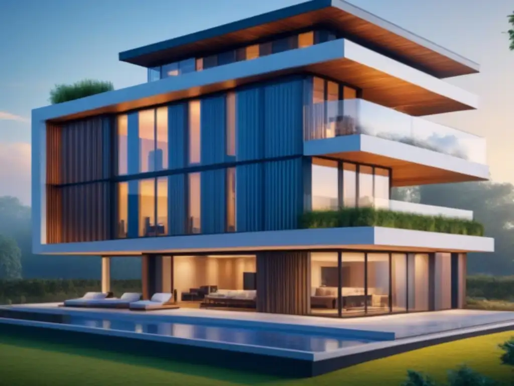 Blueprint sostenible 8k: innovación verde en arquitectura 2023 Diseño arquitectónico sostenible con leyes conservación inmobiliaria 2023