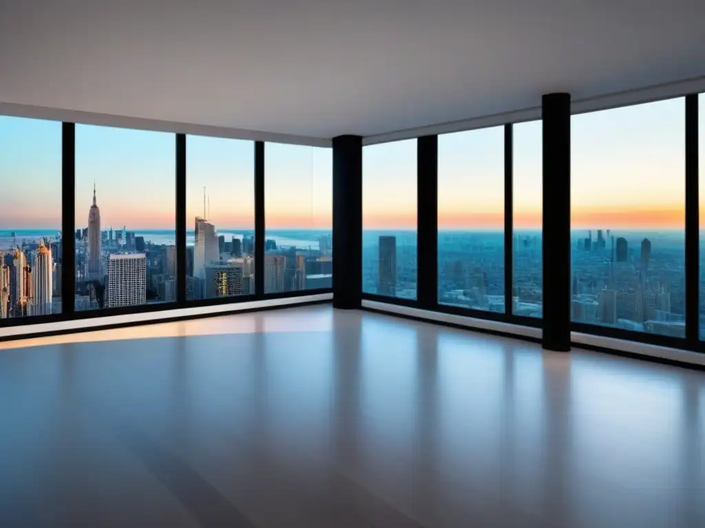 Penthouse de lujo con diseño moderno y elegante en la ciudad Diseño y arquitectura mercado lujo: Lujoso penthouse moderno con vista panorámica de la ciudad y elegante decoración