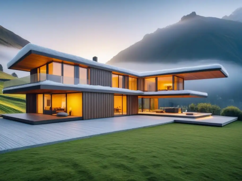 Arquitectura sostenible en la nieve: diseño innovador en paisaje montañoso Arquitectura sustentable en climas extremos: Edificio innovador en paisaje nevado