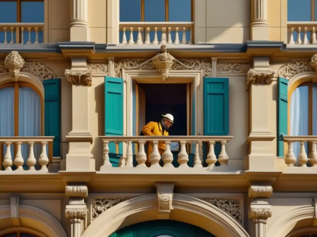 Restauración experta de detalles arquitectónicos históricos Un artesano experto restaura con precisión detalles arquitectónicos históricos, destacando la fusión de técnicas tradicionales y modernas