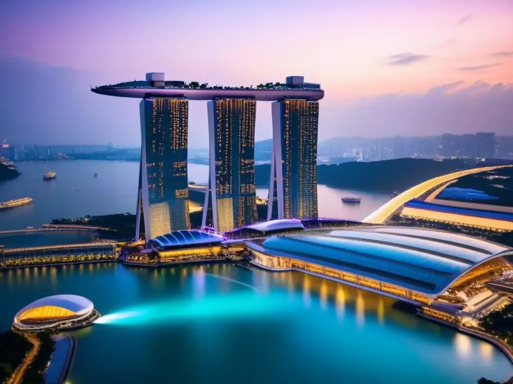 Marina Bay Sands: lujo y arquitectura en Singapur Atardecer en Marina Bay Sands, lujo y arquitectura moderna en Singapur