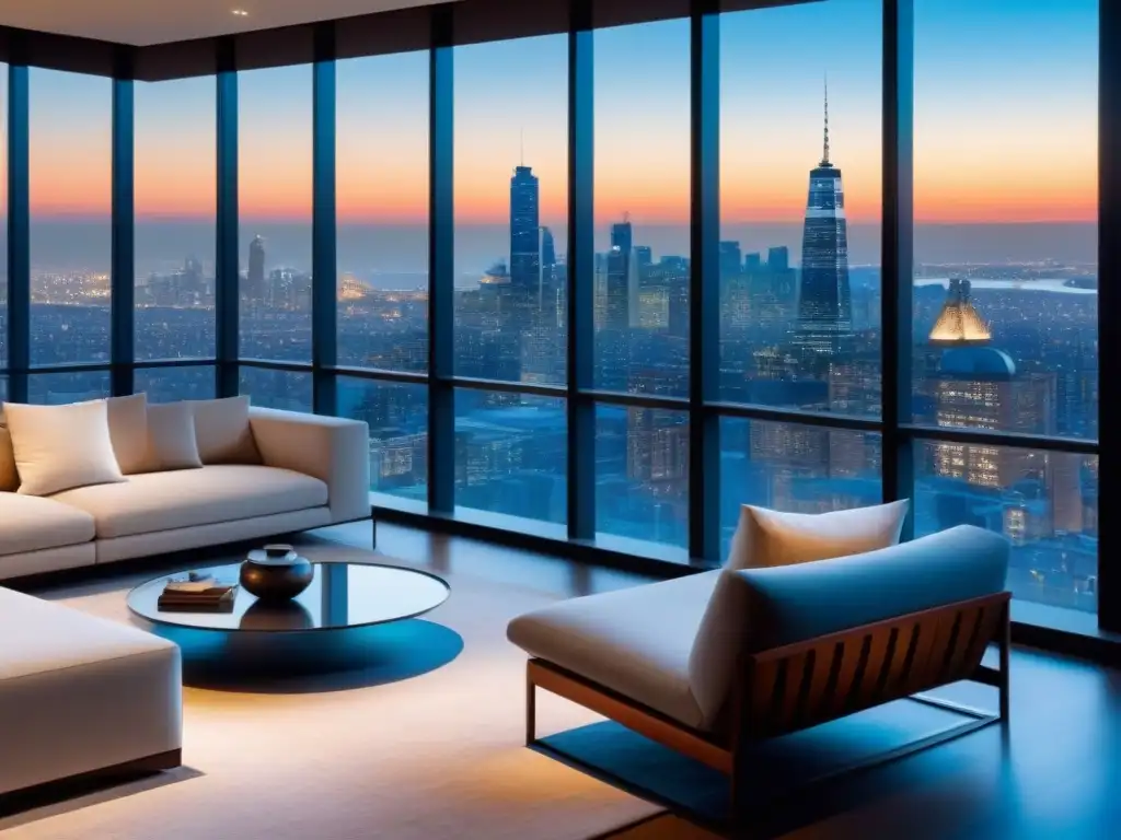 Penthouse de lujo con vista panorámica en la ciudad Ático de lujo con vista panorámica, diseño elegante y tecnología de vanguardia
