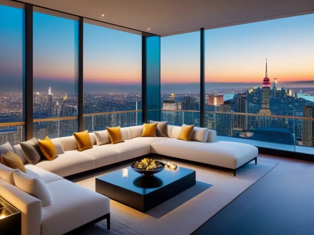 Penthouse de lujo en la ciudad: diseño contemporáneo y vistas panorámicas Ático de lujo con vista urbana, diseño elegante y exclusivo
