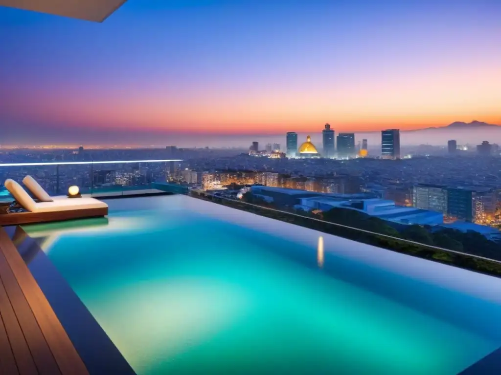 Penthouse de lujo con vista a la Ciudad de México Ático de lujo con vistas a la ciudad de México, mobiliario contemporáneo y terraza con piscina infinita