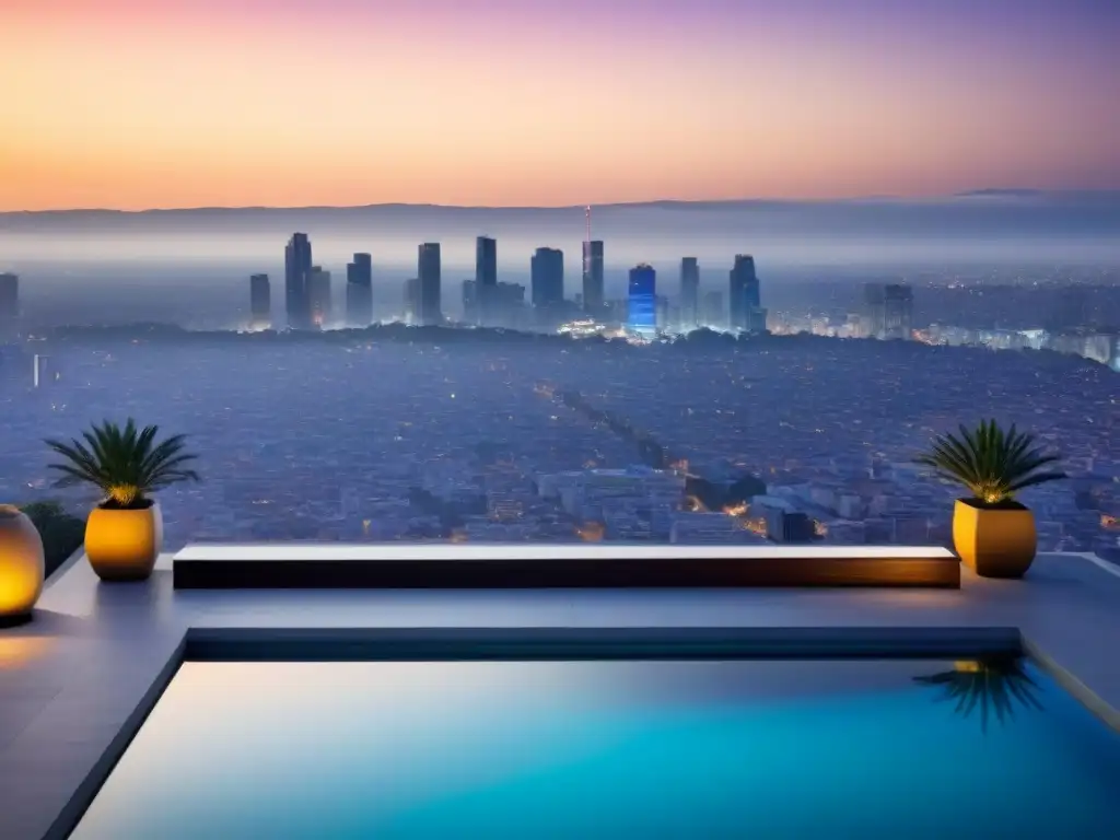 Penthouse de lujo en CDMX con vistas panorámicas y piscina infinita Ático de lujo con vistas panorámicas a la vibrante Ciudad de México, mobiliario contemporáneo y terraza con piscina infinita