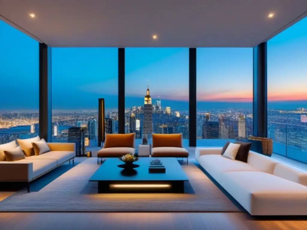 Penthouse de lujo con vista panorámica a la ciudad Ático moderno de lujo con vista panorámica a la ciudad, diseño elegante y sofisticado para estrategias inversión mercado inmobiliario internacional
