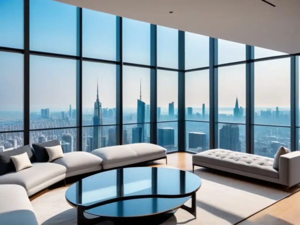 Penthouse de lujo con vista panorámica en la ciudad Ático moderno de lujo con vista a la ciudad, diseño elegante y terraza panorámica