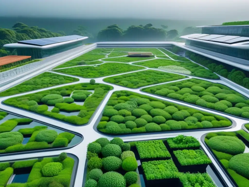Desarrollo sostenible futurista con sistemas de agua innovadores Avanzado desarrollo inmobiliario con prácticas sostenibles de gestión del agua integradas en la arquitectura futurista