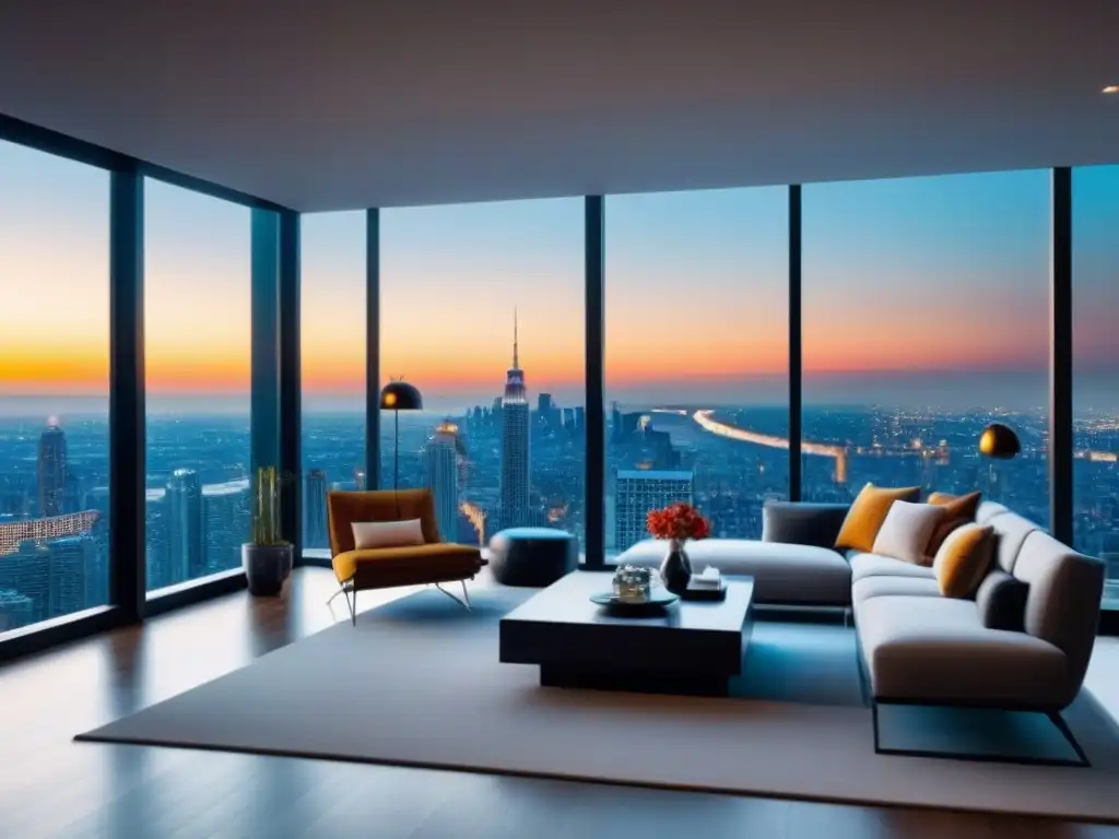 Penthouse de lujo con vista panorámica a la ciudad Invertir en bienes raíces emergentes: Lujoso ático moderno con vista urbana, diseño elegante y terraza panorámica