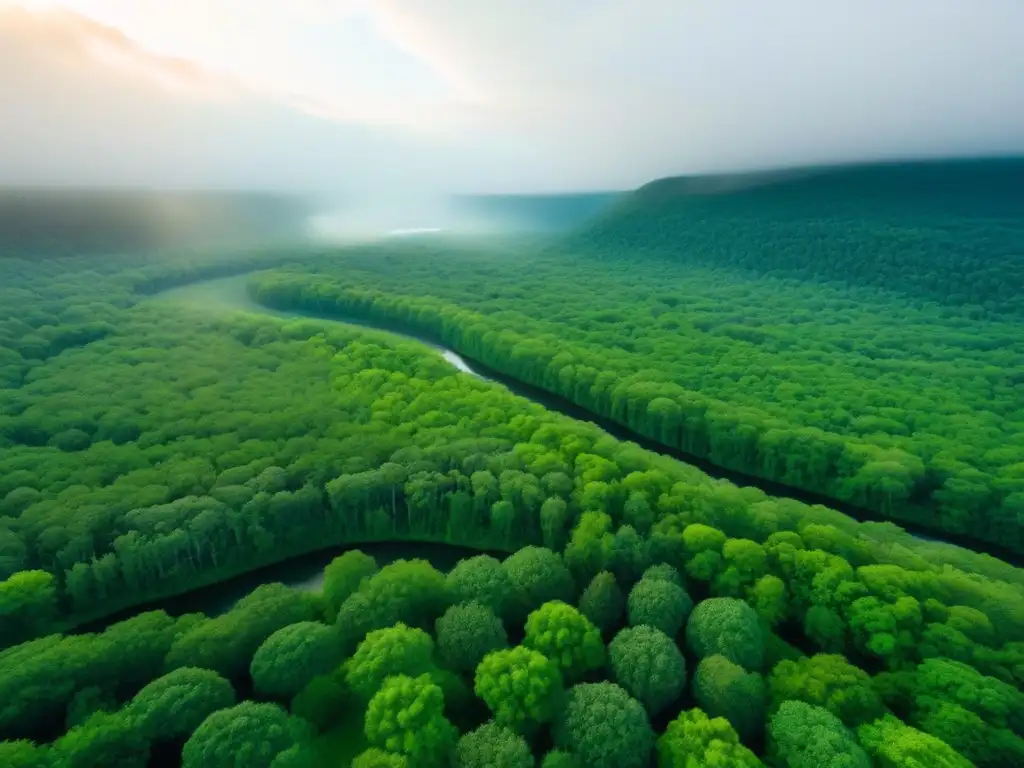 Renovación verde: bosque restaurado con esperanza y armonía Un bosque exuberante en restauración muestra la armonía entre la naturaleza y la intervención humana