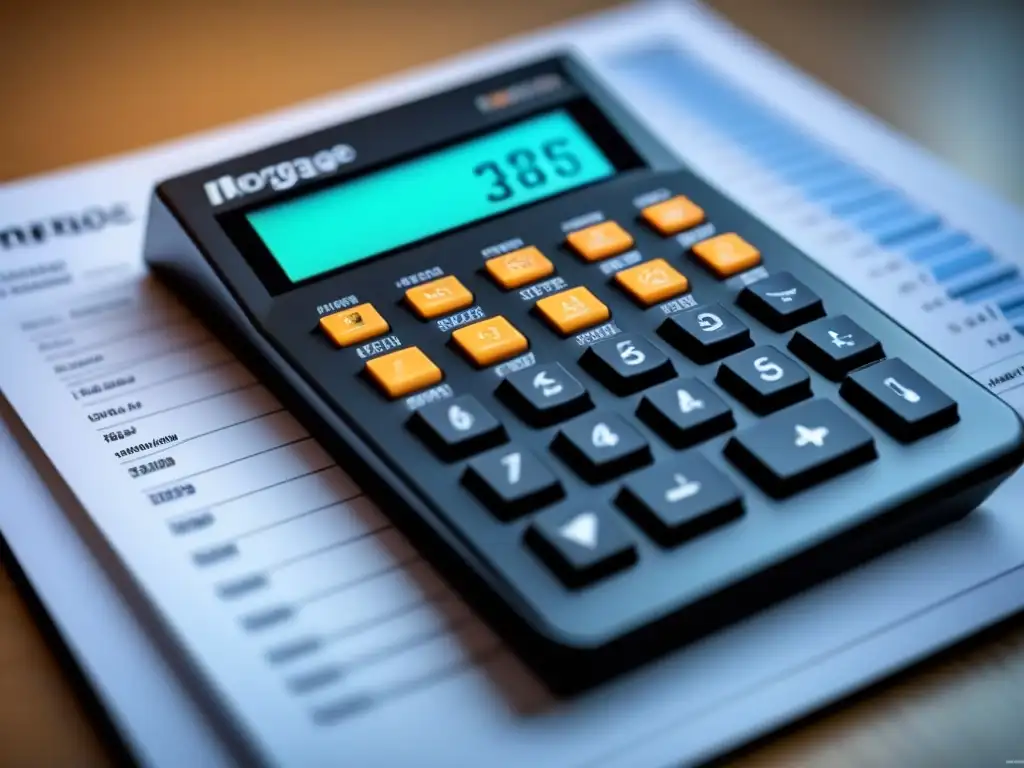 Calculadora hipotecaria digital de alta precisión Calculadora hipotecaria online en el mercado inmobiliario, mostrando gráficos detallados en pantalla de alta resolución