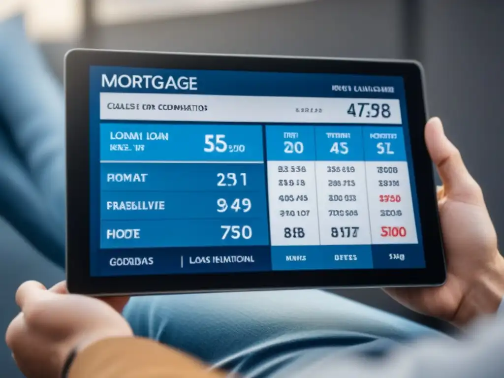 Calculadora hipotecaria online: interfaz moderna y detallada en 8k Calculadora hipotecaria online en pantalla de alta resolución, gráficos interactivos y cálculos en tiempo real
