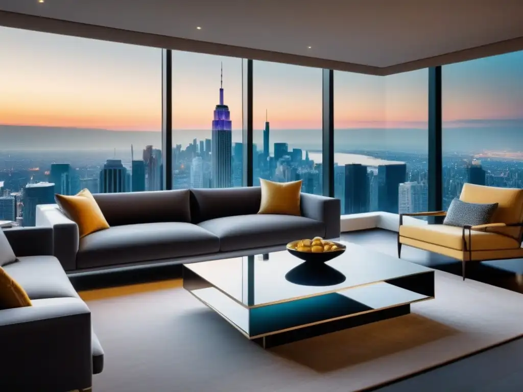 Penthouse de lujo con vista urbana: sofisticación y elegancia Calculo ROI inversiones inmobiliarias: Penthouse moderno de lujo con vista a la ciudad, diseño elegante y sofisticado