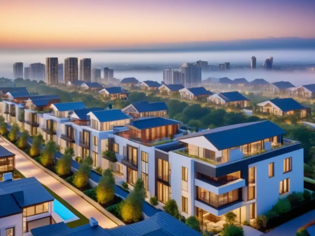 Portafolio inmobiliario diversificado: lujo y modernidad en la ciudad Una cartera diversa de propiedades inmobiliarias, reflejando modernidad y profesionalismo