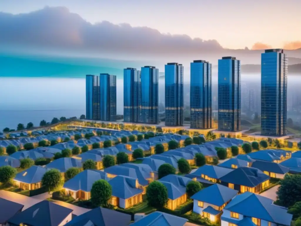 Portafolio Inversión Inmobiliaria: Detalles Financieros en Interfaz Digital Una cartera de inversiones inmobiliarias diversificada en una interfaz digital moderna y elegante