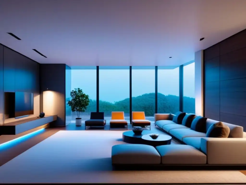 Smart home futurista con IA avanzada y diseño minimalista Una casa inteligente del futuro con tecnología de inteligencia artificial para rehabilitación de propiedades