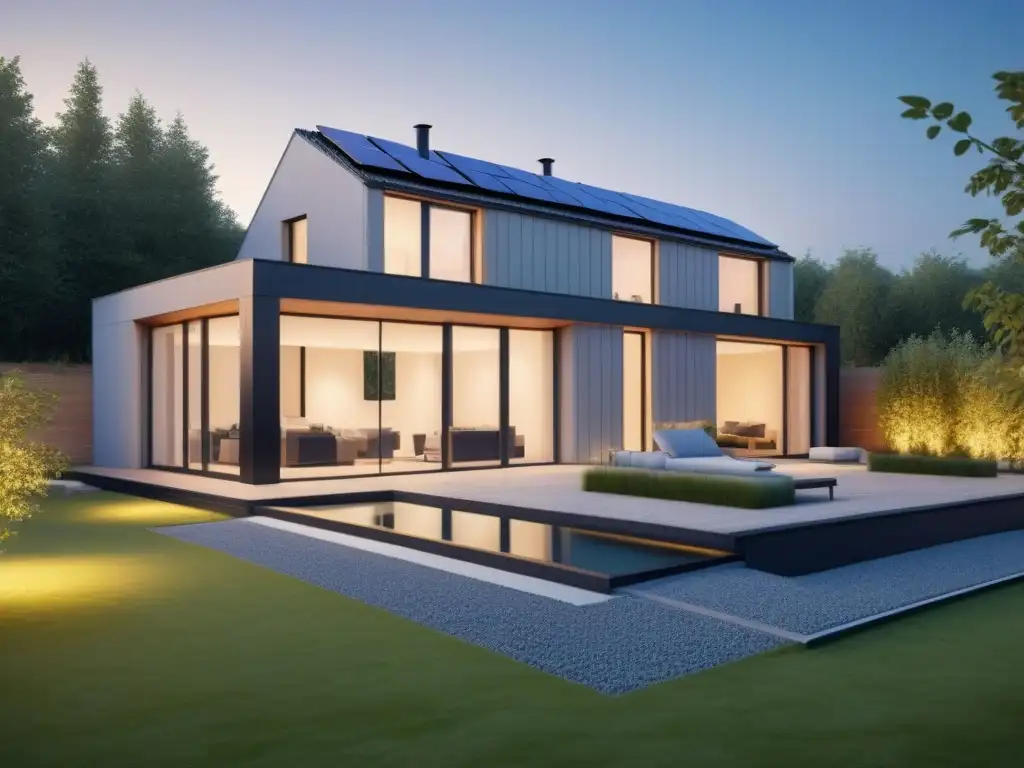 Passive house ultradetallada: diseño moderno y eficiente energéticamente Una casa pasiva ultramoderna con eficiencia energética y características sustentables en diversos climas