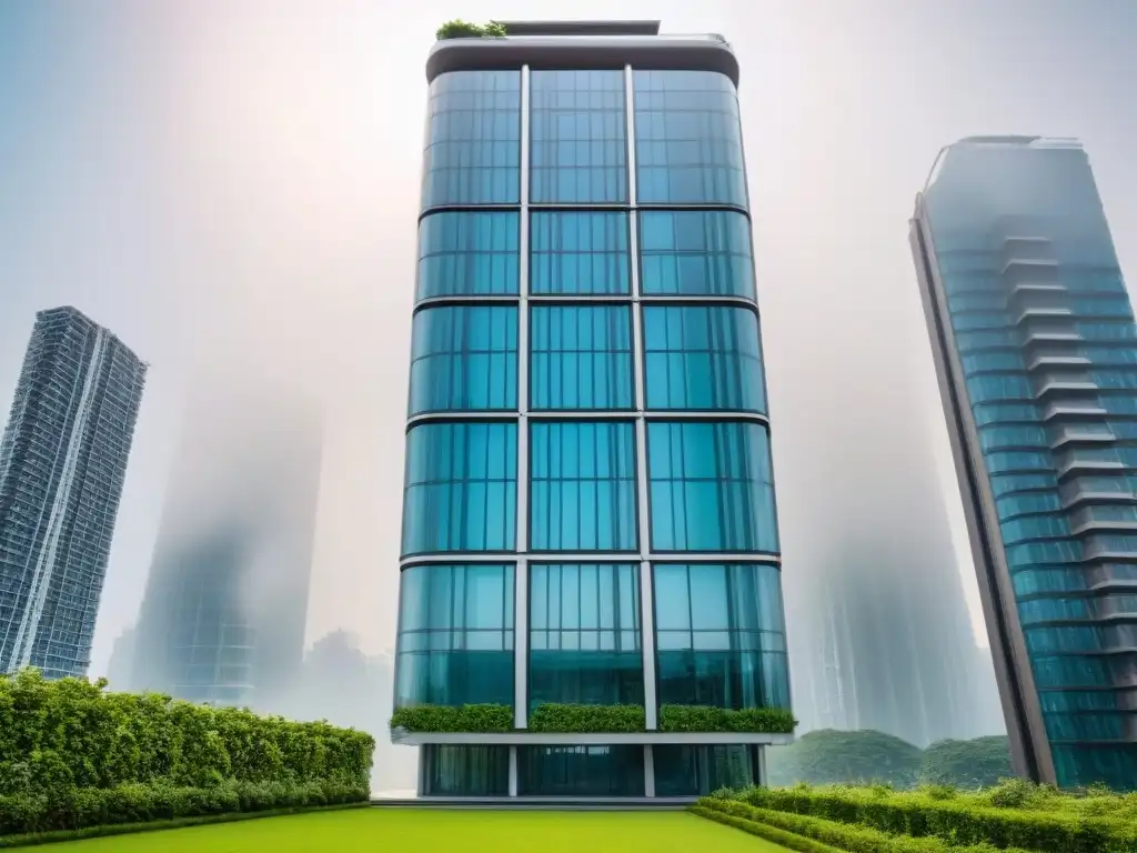 Edificio eco-moderno con vistas panorámicas y diseño futurista Certificaciones Passive House en el mercado inmobiliario: Edificio moderno de lujo con diseño ecológico y vistas panorámicas de la ciudad
