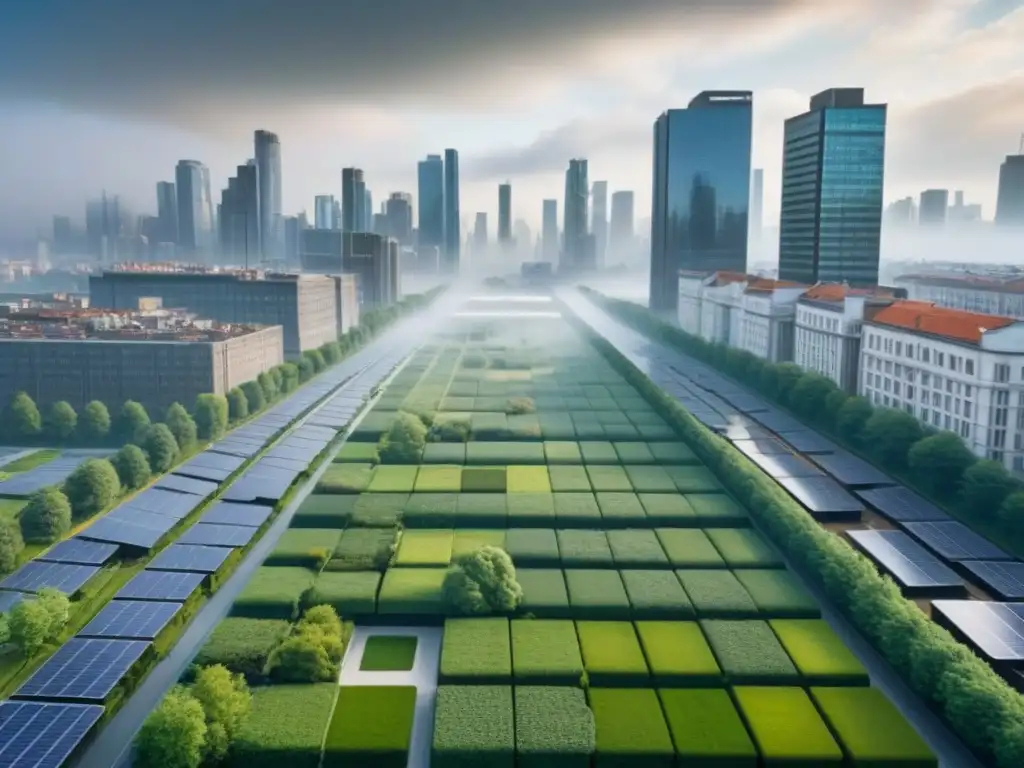 Transformación urbana: de contaminación a sostenibilidad Transformación urbana: de ciudad congestionada y contaminada a paisaje revitalizado con áreas verdes y edificios ecoamigables