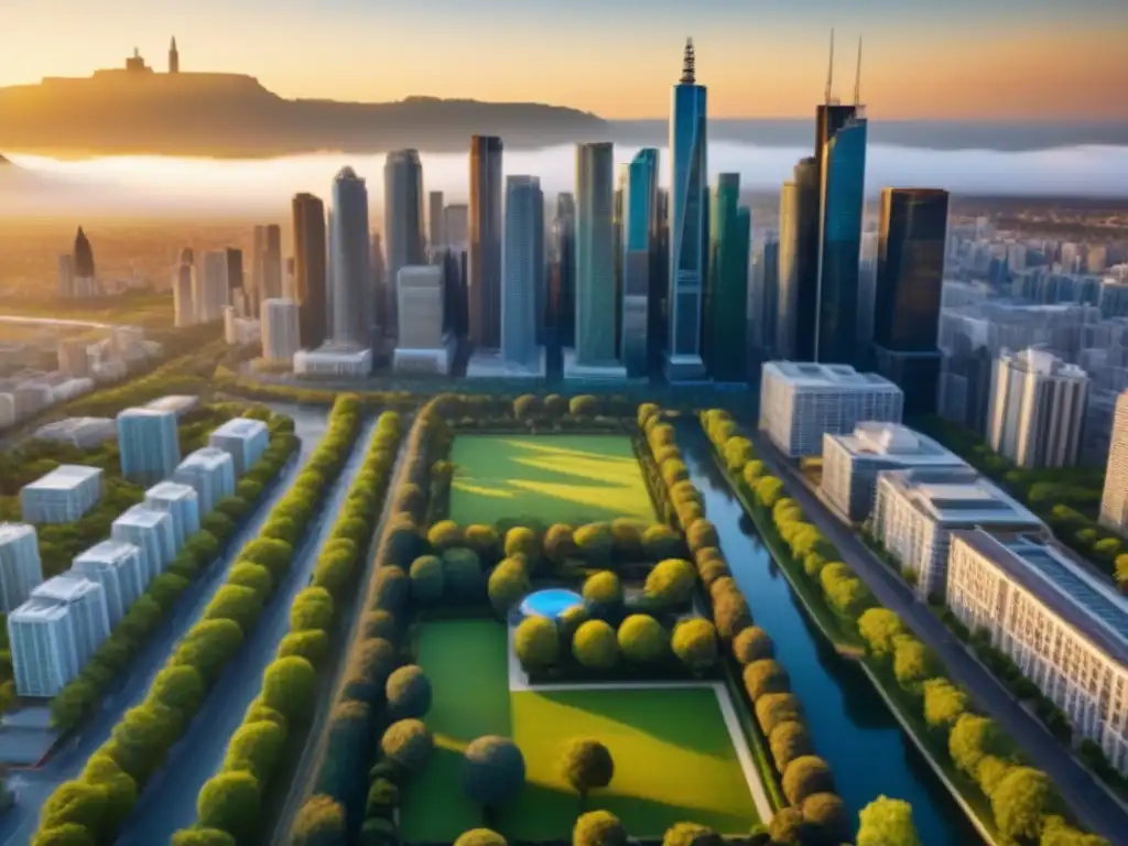Skyline diversa: crecimiento, diversidad y resiliencia en la inversión inmobiliaria Una ciudad diversa con rascacielos modernos, arquitectura histórica, parques verdes y calles llenas de personas de diferentes etnias