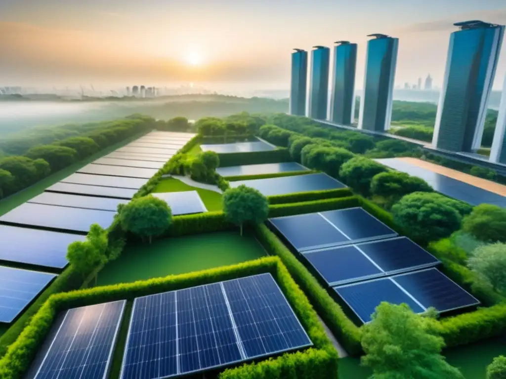 Metrópolis futurista con edificios eco BREEAM certificados Una ciudad futurista con edificios certificados BREEAM, integrando naturaleza y sostenibilidad