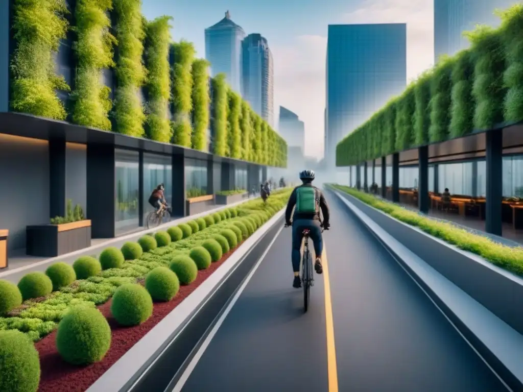 Metrópolis futurista con infraestructura verde integrada Una ciudad futurista con infraestructura verde integrada, mostrando inversiones inmobiliarias en infraestructura verde