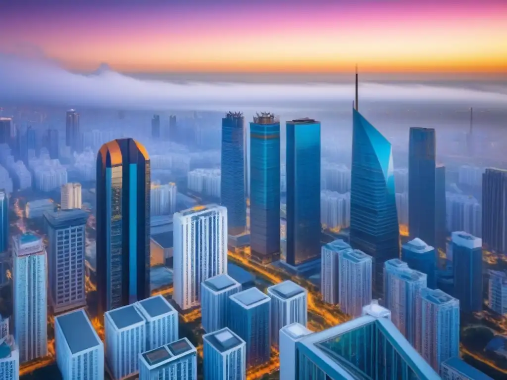 Contraste arquitectónico: rascacielos modernos junto a edificios tradicionales Una ciudad vibrante donde conviven arquitectura vernácula e innovación