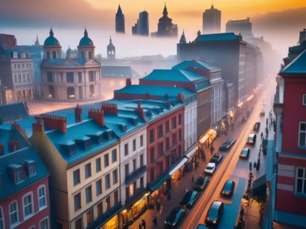 Patrimonio cultural: fusión armónica de pasado y presente en la ciudad Una ciudad vibrante con edificios históricos y arquitectura contemporánea, reflejo de políticas protección patrimonio riesgo local