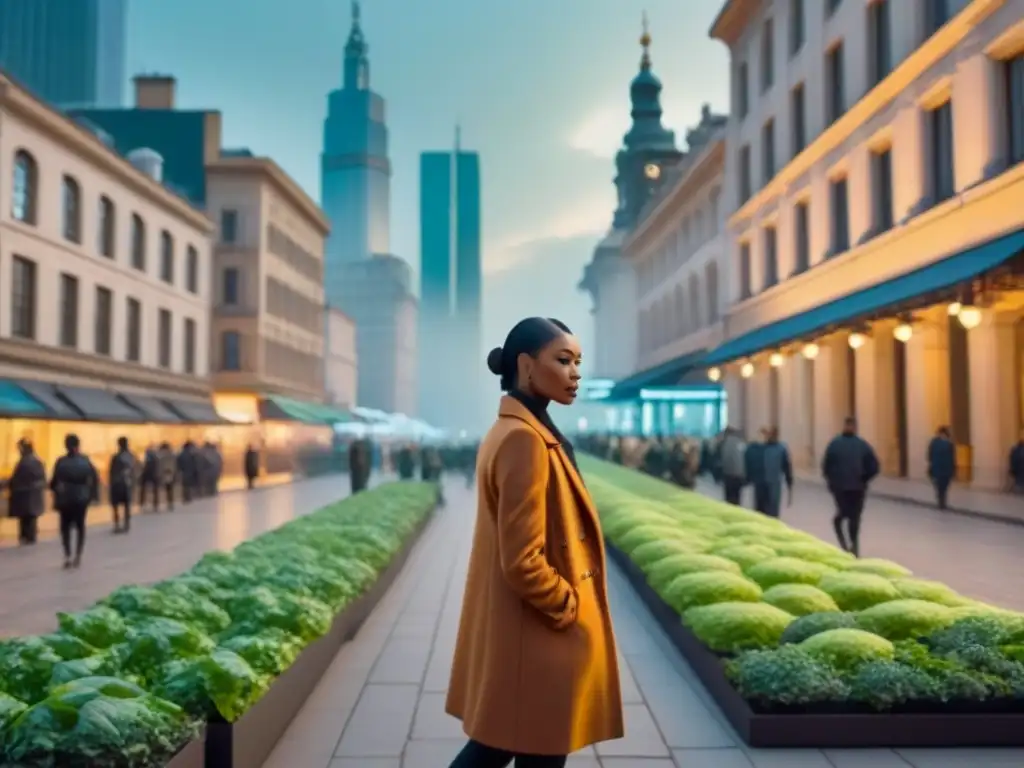 Armonía urbana: conservación y modernidad en una ciudad vibrante Una ciudad vibrante y futurista con edificios históricos y rascacielos modernos, resaltando la conservación del patrimonio en áreas urbanas