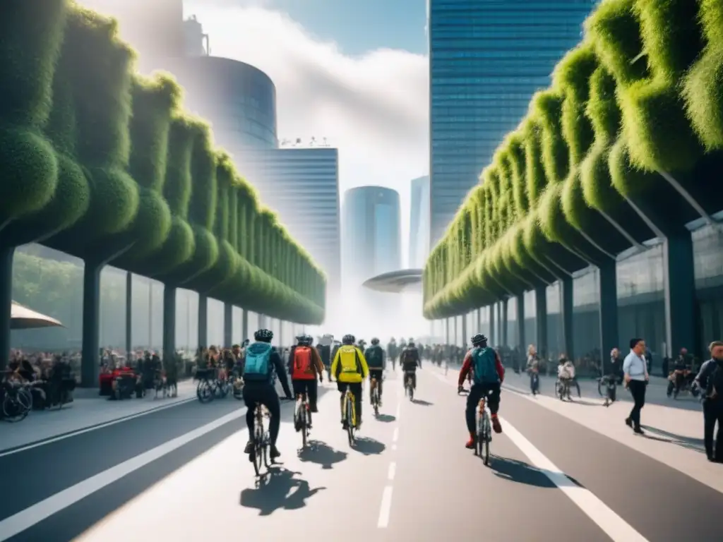 Metrópolis sostenible: arquitectura innovadora y espacios verdes Una ciudad vibrante con innovadoras técnicas de diseño paisajes urbanos sostenibles