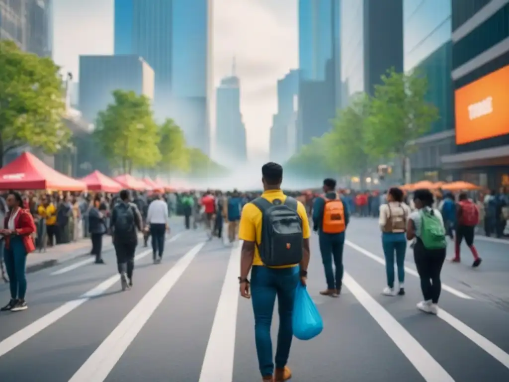 Escena urbana: ciudadanía activa en ambiente inclusivo Una ciudad vibrante donde la participación ciudadana impulsa el desarrollo urbano