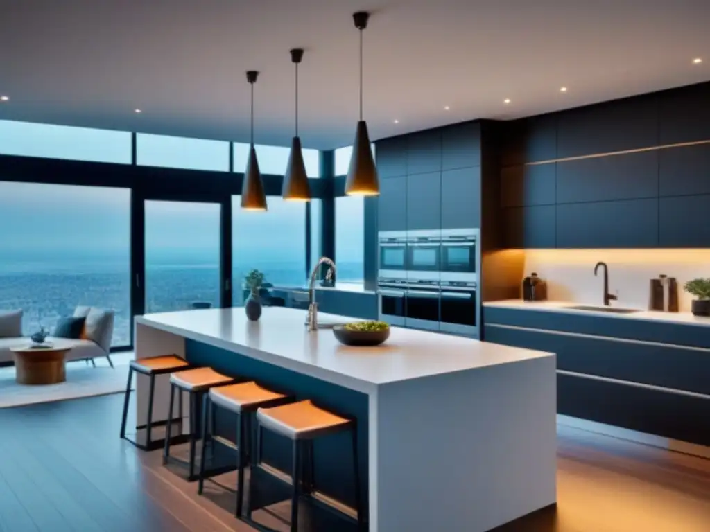 Cocina de lujo con tecnología inteligente y diseño sofisticado Cocina de lujo con tecnología inteligente para agentes inmobiliarios