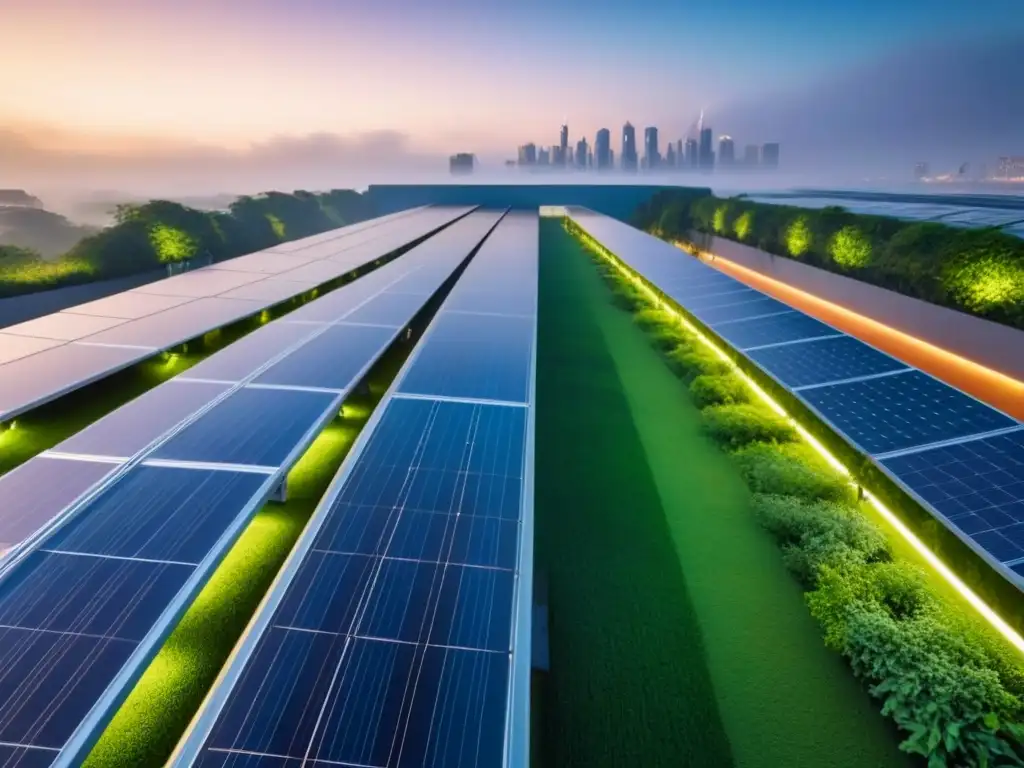 Un complejo futurista sostenible con Certificaciones LEED en inmobiliaria, integrando diseño arquitectónico y espacios verdes en la ciudad