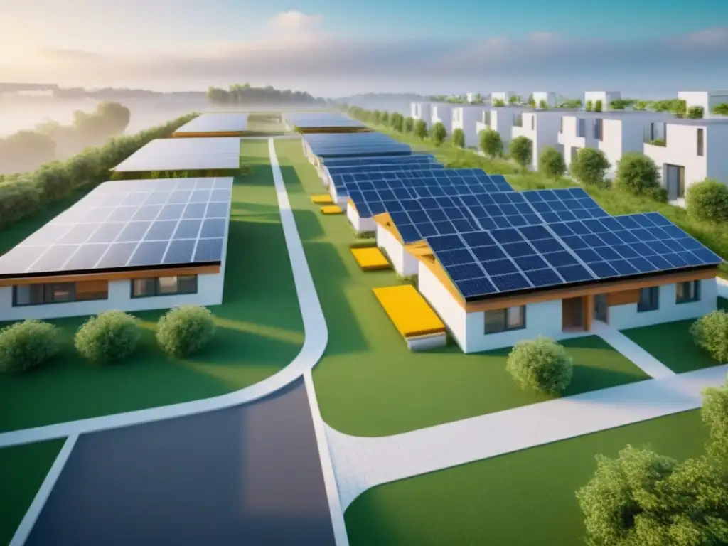 Complejo residencial futurista y sostenible en entorno urbano vibrante Un complejo residencial futurista y sostenible, con diseño minimalista e integración tecnológica avanzada, en un entorno urbano vibrante