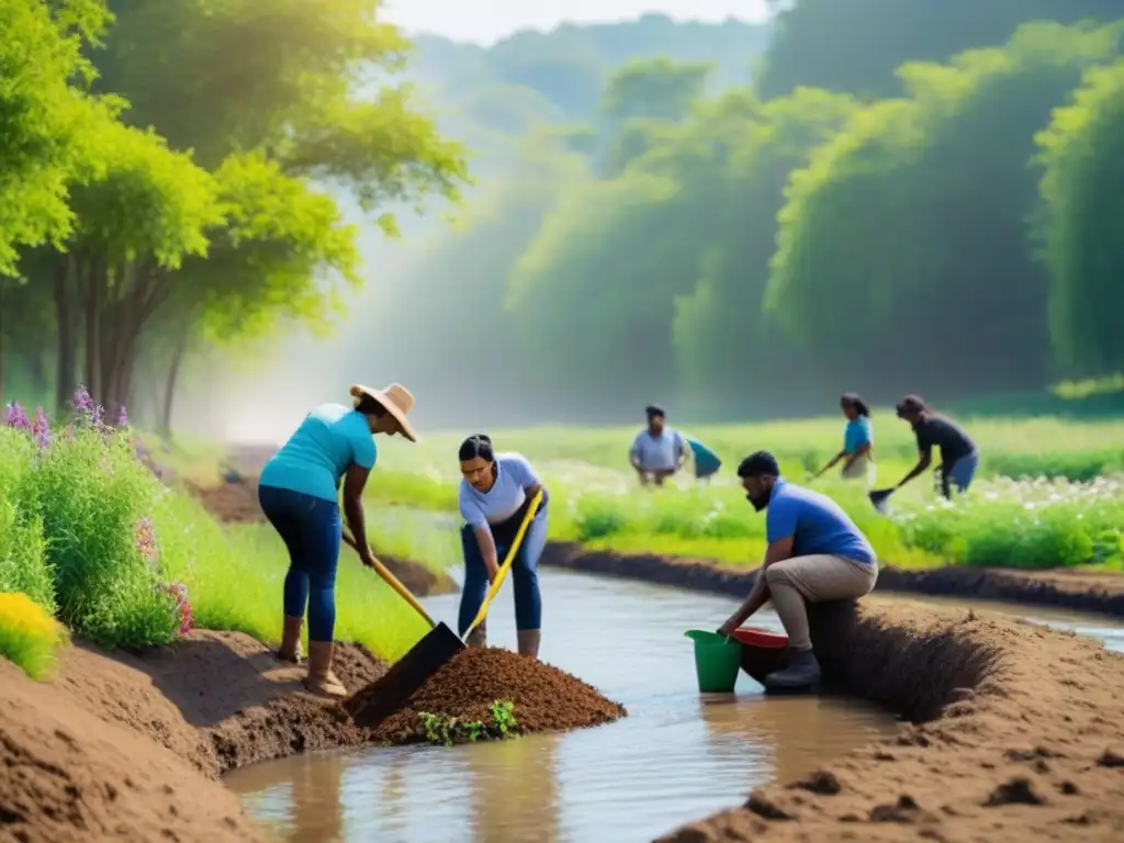 Comunidad diversa restaurando la naturaleza: esperanza y colaboración Comunidad diversa restaurando áreas naturales con esperanza y colaboración