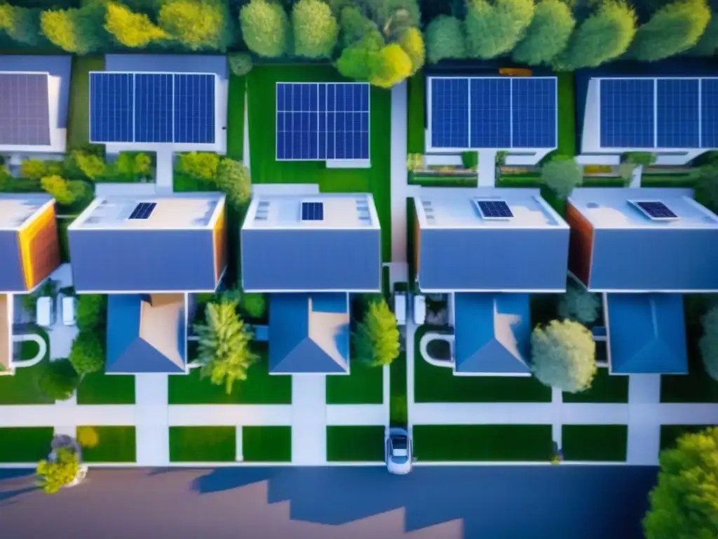Barrio eco-sostenible: comunidad verde con paneles solares y autos híbridos Una comunidad moderna con impacto gracias a regulaciones ambientales y valor en propiedades