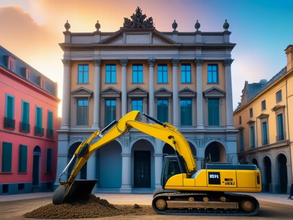 Restauración histórica con moderna tecnología: detalle en 8K Construcción moderna y restauración histórica en armonía