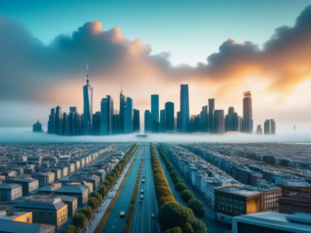 Inversiones inmobiliarias: visión a largo plazo vs Contraste urbano: inversión inmobiliaria corto vs largo plazo en paisajes futurista y decadente
