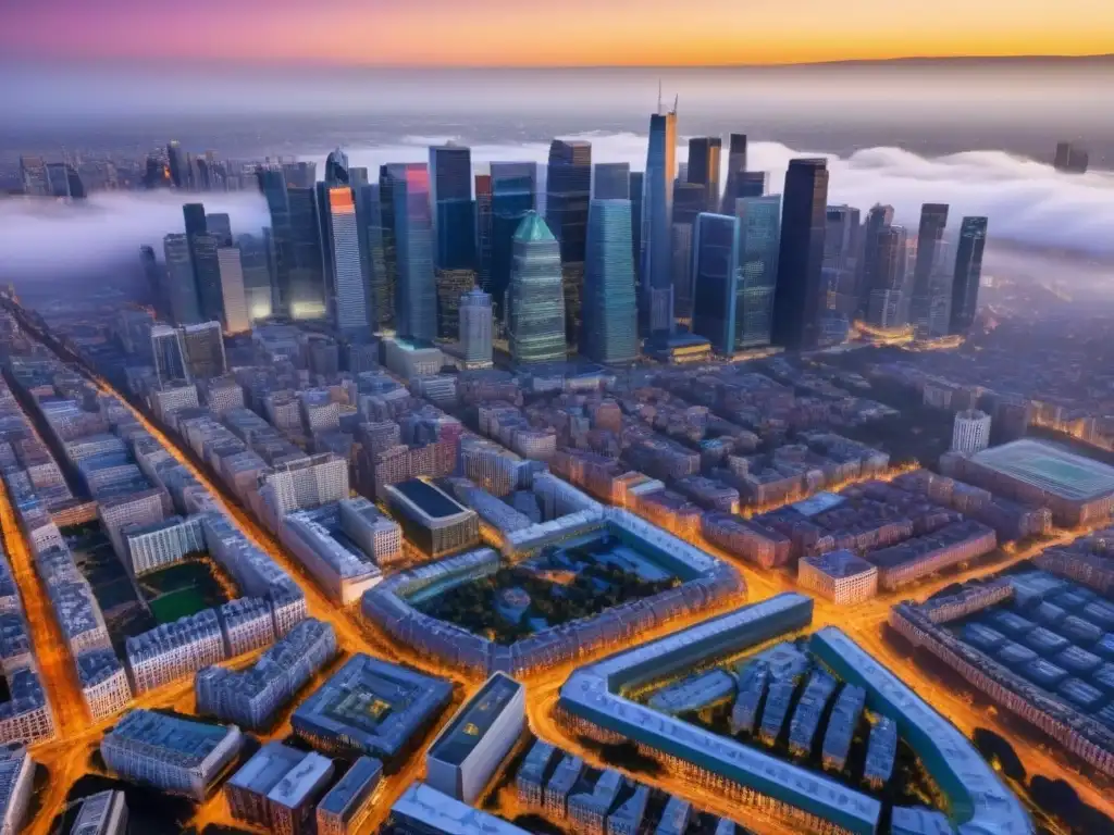 Metrópolis vibrante: diversidad arquitectónica y cultural Desarrollo urbano y arte inmobiliario en una ciudad diversa y vibrante con arquitectura ecléctica y eventos culturales