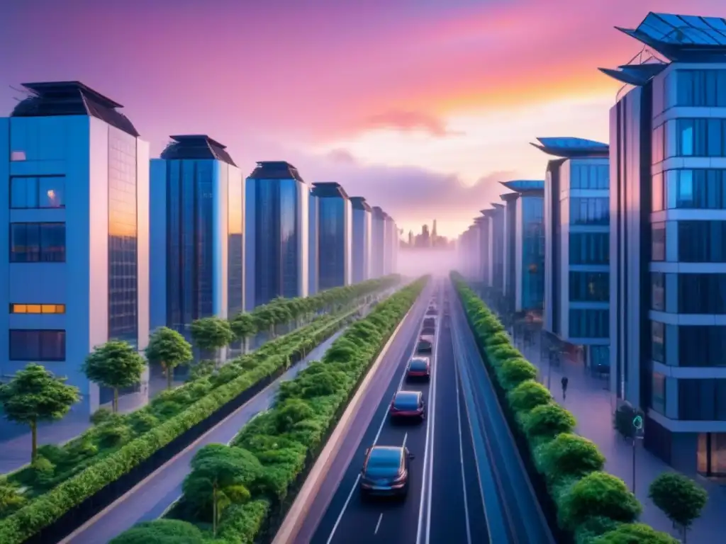 Metrópolis sostenible: integración verde en la ciudad moderna Desarrollo urbano sostenible en una ciudad moderna, armonizando prácticas verdes para combatir el cambio climático