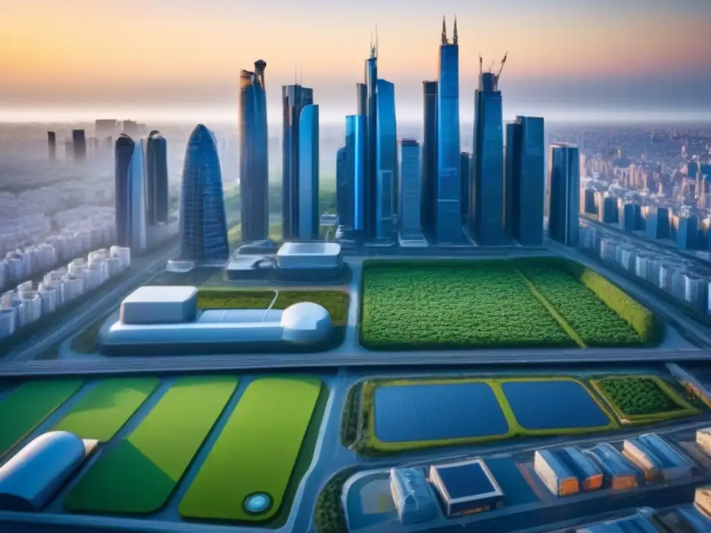 Metrópolis futurista con gestión de residuos avanzada Desarrollo urbano sostenible con gestión de residuos integrada en la ciudad futurista