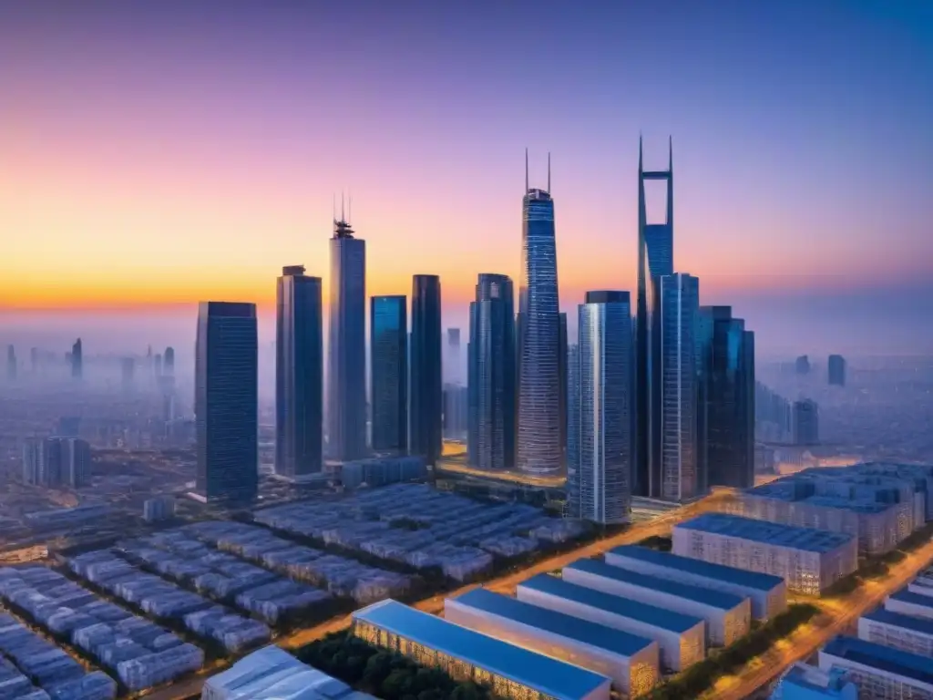 Metrópolis futurista: innovación y progreso en 8k Deslumbrante ciudad futurista con rascacielos innovadores y cristal reluciente, reflejando la vibrante urbe al atardecer