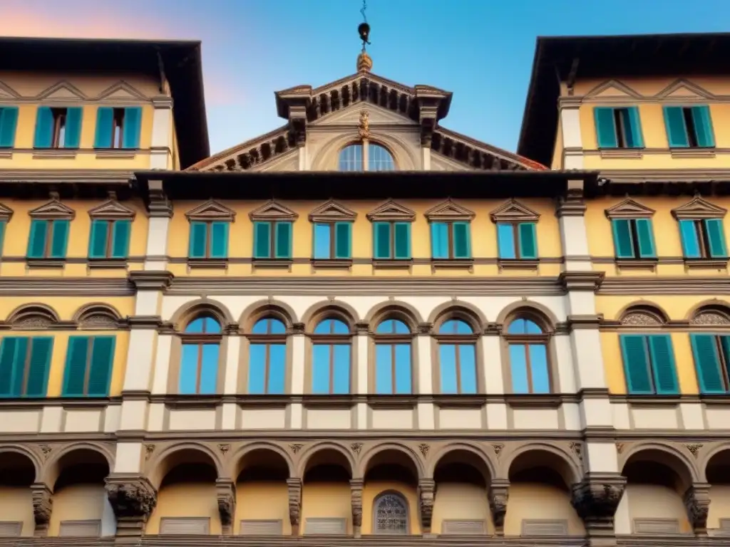 Arquitectura Renacentista en Florencia: Detalles y Elegancia Detallada arquitectura de propiedad histórica en Florencia, resaltando ornamentos y terrazas
