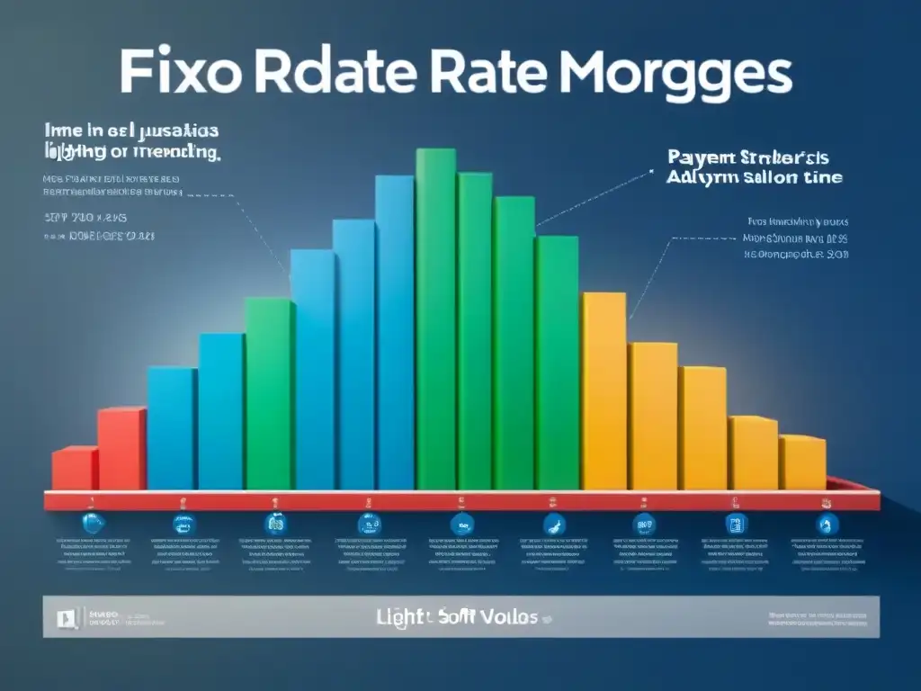 Comparativa hipotecaria: fija vs Infografía detallada sobre hipotecas fijas y ajustables, mostrando tendencias de tasas, estructuras de pago y ahorros potenciales